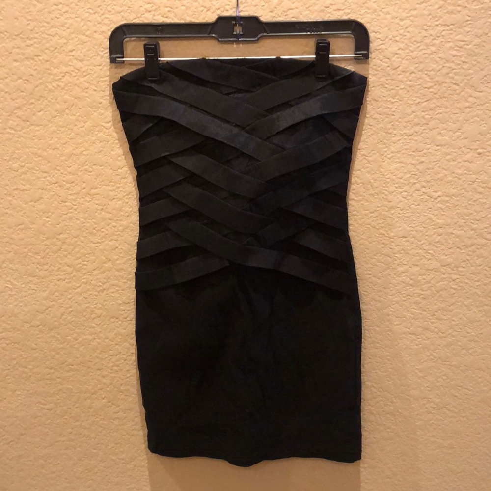 Strapless Black Halter Bodycon Mini Dress